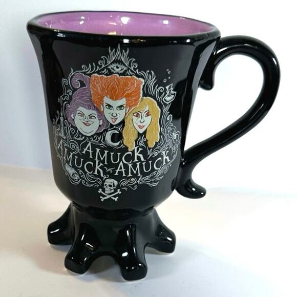 Disney’s HOCUS POCUS AMUCK SANDERSON SISTERS 20oz Black Pedestal Mug Witches - Picture 1 of 3